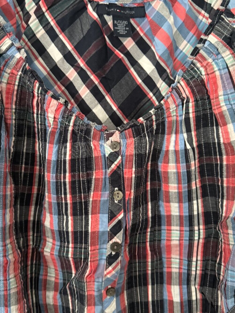 Tommy Hilfiger - Plaid Pattern Shirt with Belted Waist - XL - Picture 4 of 7